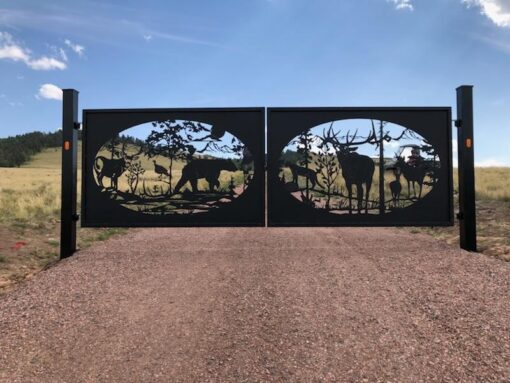 wildlife metal driveway gate.