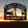 "T Bar F Ranch" metal ranch sign