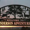 "Anderson Adventures" custom metal property sign