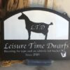 "Leisure Time Dwarfs" custom metal business sign